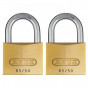 Abus Mechanical 54258 65/50Mm Brass Padlock Twin Pack Carded