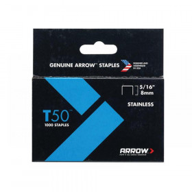 Arrow T50 Staples Stainless Steel 505SS 8mm (5/16in) (Box 1000)