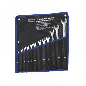 Blue Spot Tools Extra Long Combination Spanner Set, 12 Piece