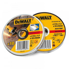 DeWalt DT42335TZ Inox Metal/Stainless Cutting Disc 115 x 1.2 x 22.23mm (Tin of 10)