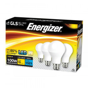 Energizer LED BC (B22) Opal GLS Non-Dimmable Bulb, Warm White 1521 lm 13.2W (Pack 4)