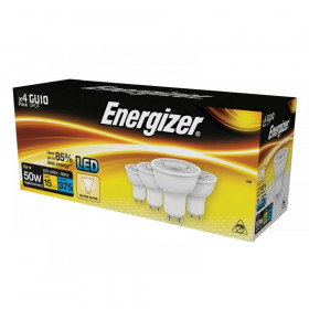 Energizer LED GU10 50 Non-Dimmable Bulb, Warm White 345 lm 4.2W (Pack 4)
