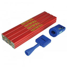 Faithfull Carpenters Pencil Kit Red / Medium (Pack 12)