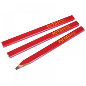 Faithfull Carpenters Pencils - Red / Medium (Pack 3)