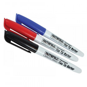 Faithfull Fibre Tip Marker Pen Mixed (Pack 3)