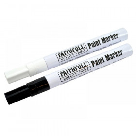Faithfull Paint Marker Pen Black & White (Pack 2)