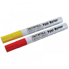 Faithfull Paint Marker Pen Yellow & Red (Pack 2)