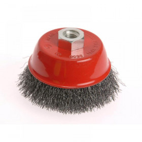 Faithfull Wire Cup Brush 100mm M14x2, 0.30mm Stainless Steel Wire