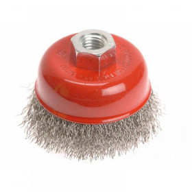 Faithfull Wire Cup Brush 80mm M14x2, 0.30mm Stainless Steel Wire