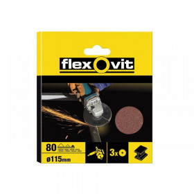 Flexovit Aluminium Oxide Fibre Disc 115mm Fine 80G (Pack 10)
