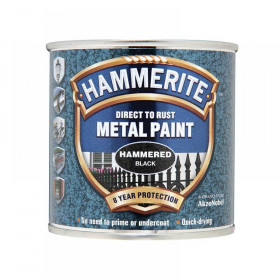 Hammerite Direct to Rust Hammered Finish Metal Paint Black 250ml