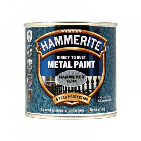 Hammerite Direct to Rust Hammered Finish Metal Paint Silver 250ml