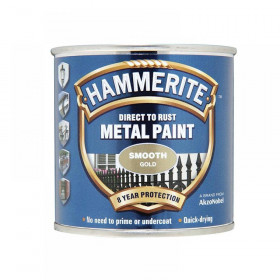Hammerite Direct to Rust Smooth Finish Metal Paint Gold 250ml