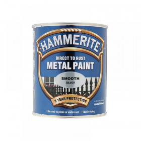 Hammerite Direct to Rust Smooth Finish Metal Paint Silver 250ml
