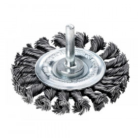 Lessmann Knotted Wheel Brush with Shank 75 x 9mm, 0.50 Steel Wire