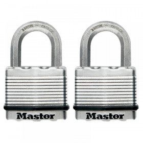 Master Lock Excell Laminated Steel 50mm Padlock - 25mm Shackle - Keyed Alike x 2