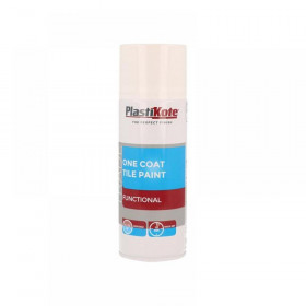 Plasti-kote Trade One Coat Spray Tile Paint Gloss White 400ml