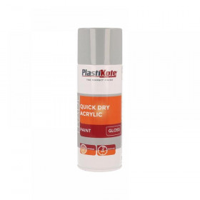 Plasti-kote Trade Quick Dry Acrylic Spray Paint Gloss Grey 400ml