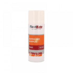 Plasti-kote Trade Quick Dry Acrylic Spray Paint Gloss White 400ml