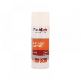 Plasti-kote Trade Quick Dry Acrylic Spray Paint Matt White 400ml