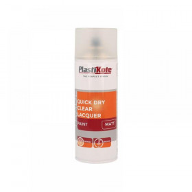 Plasti-kote Trade Quick Dry Clear Lacquer Spray Matt 400ml