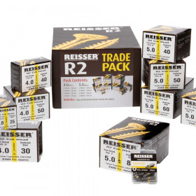 Reisser R2 Trade Pack 8 sizes - 1600pcs c/w 20 PZ2 Driver Bits