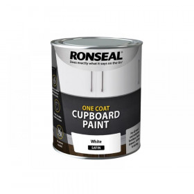 Ronseal One Coat Cupboard Paint White Satin 750ml