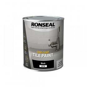 Ronseal One Coat Tile Paint Black Satin 750ml