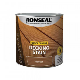 Ronseal Quick Drying Decking Stain Rich Teak 2.5 litre