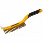 Roughneck 52-034 Brass Wire Brush Soft Grip With Scraper 355Mm (14In) - 3 Row