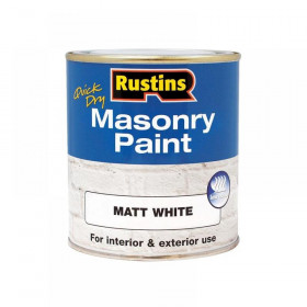 Rustins Quick Dry Masonry Paint Matt White 500ml