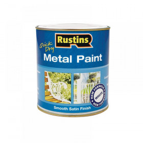 Rustins Quick Drying Metal Paint Smooth Satin White 250ml