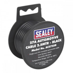 Sealey Automotive Cable Thick Wall 27A 2.5m Black