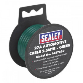 Sealey Automotive Cable Thick Wall 27A 2.5m Green