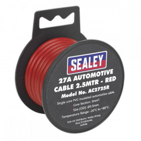 Sealey Automotive Cable Thick Wall 27A 2.5m Red
