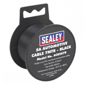 Sealey Automotive Cable Thick Wall 5A 7m Black