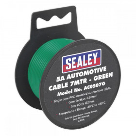 Sealey Automotive Cable Thick Wall 5A 7m Green