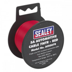 Sealey Automotive Cable Thick Wall 5A 7m Red