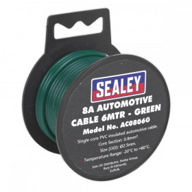 Sealey Automotive Cable Thick Wall 8A 6m Green