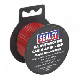 Sealey Automotive Cable Thick Wall 8A 6m Red