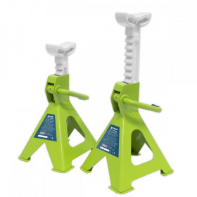 Sealey Axle Stands (Pair) 2tonne Capacity per Stand Ratchet Type - Hi-Vis Green