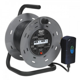 Sealey Cable Reel 25m 4 x 230V 1.25mm Thermal Trip with RCD Plug