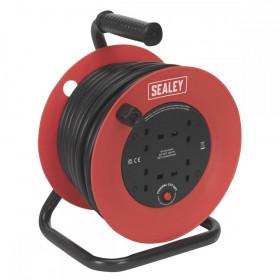Sealey Cable Reel 25m 4 x 230V 2.5mm Heavy-Duty Thermal Trip