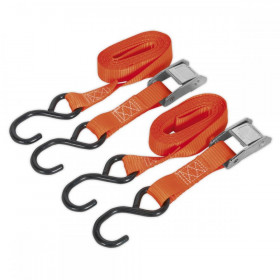 Sealey Cam Buckle Tie Down 25mm x 2.5m Polyester Webbing with S-Hooks 250kg Load Test