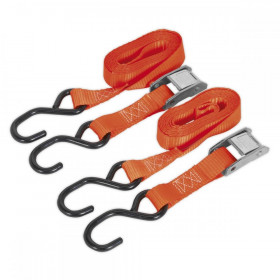 Sealey Cam Buckle Tie Down 25mm x 2.5m Polyester Webbing with S-Hooks 500kg Load Test