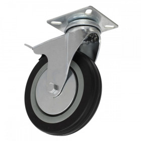 Sealey Castor Wheel Swivel Plate with Brake dia 125mm
