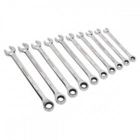 Sealey Combination Ratchet Spanner Set 10pc Extra-Long Metric