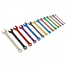 Sealey Combination Spanner Set 14pc Multi-Coloured Metric
