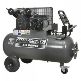 Sealey Compressor 150L Belt Drive 3hp with Front Control Panel