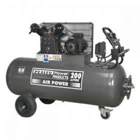Sealey Compressor 200L Belt Drive 3hp with Front Control Panel 415V 3ph